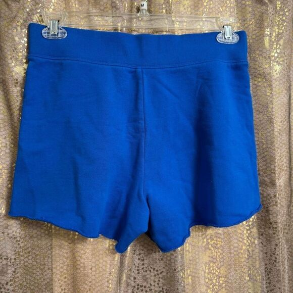 TNA Aritzia Cali Blue Cobalt Cotton Cut Off Lounge Sleep Shorts Medium - Picture 2 of 6